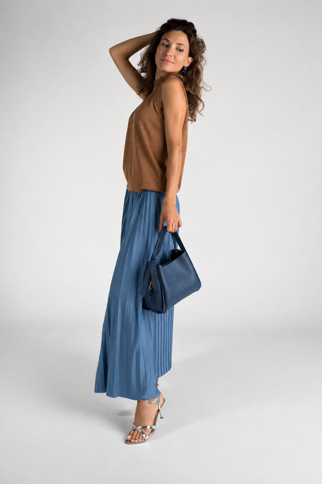 ATHENA Leather Top Handle Bag - Blue
