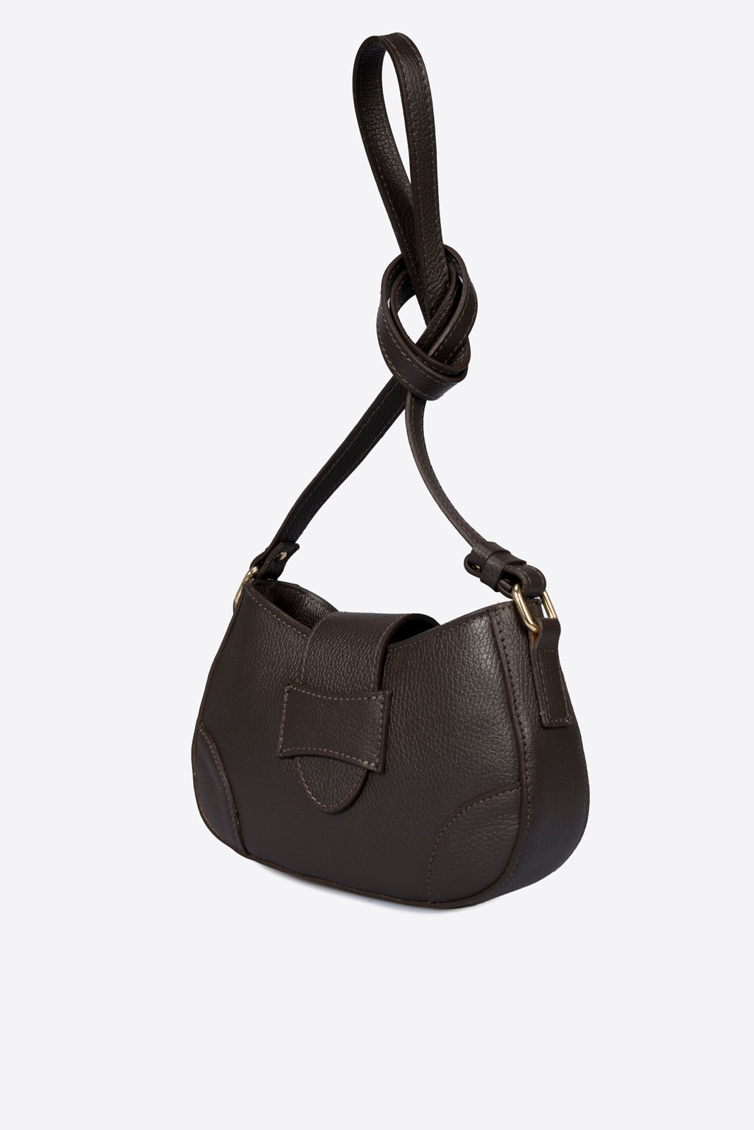 MARLENE Leather Crossbody Bag - Brown
