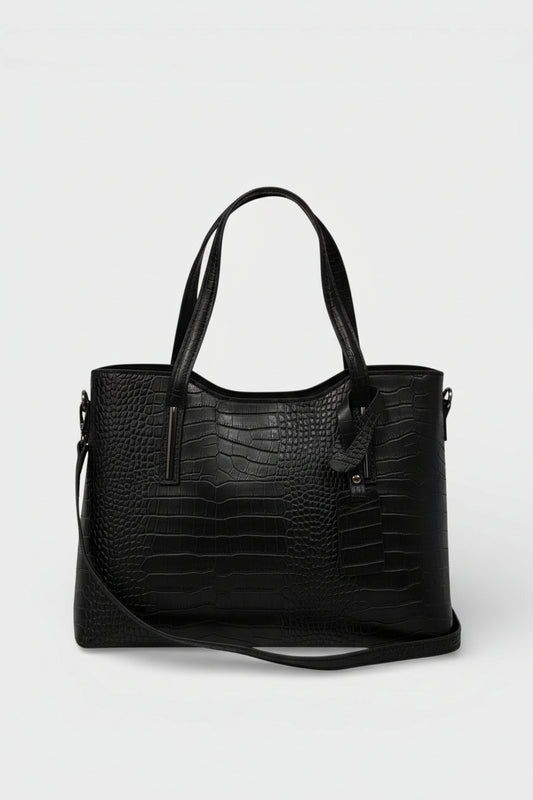 Leather Top Handle Bag 2521 - Black