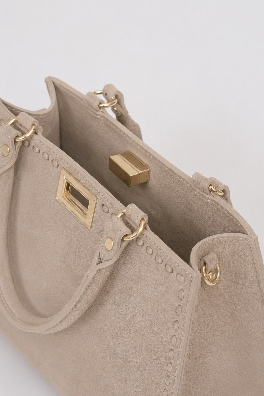 LIDIA Leather Top Handle Bag - Fango