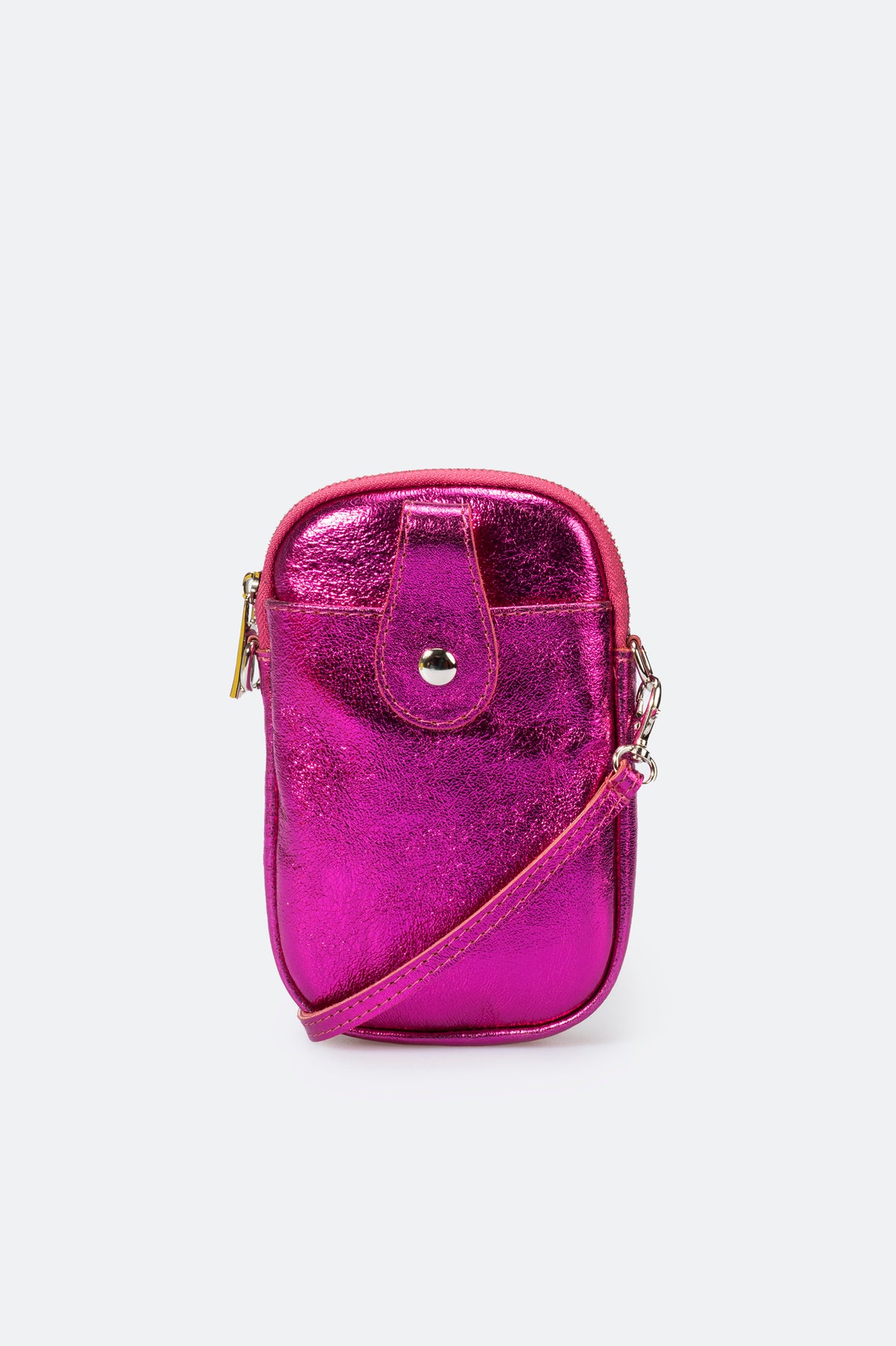 Leather Crossbody Bag 6951 - Fuxia