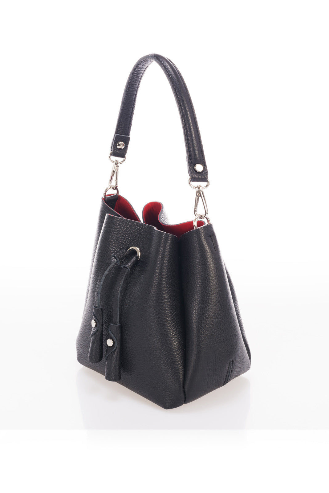 ELIZABETH Leather Bucket Bag - Black