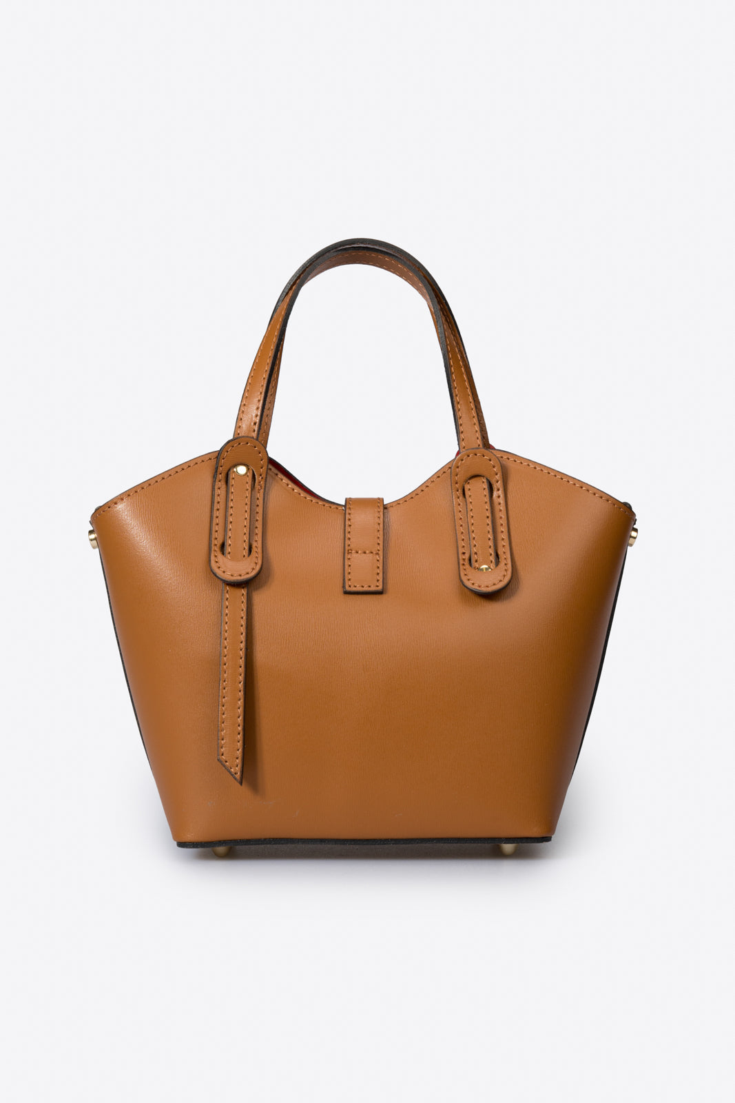 MIRTA Leather Top Handle Bag - Cognac