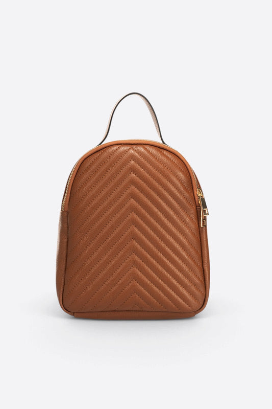 PAOLA Leather Backpack - Cognac