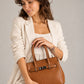 GRETA Leather Top Handle Bag - Cognac