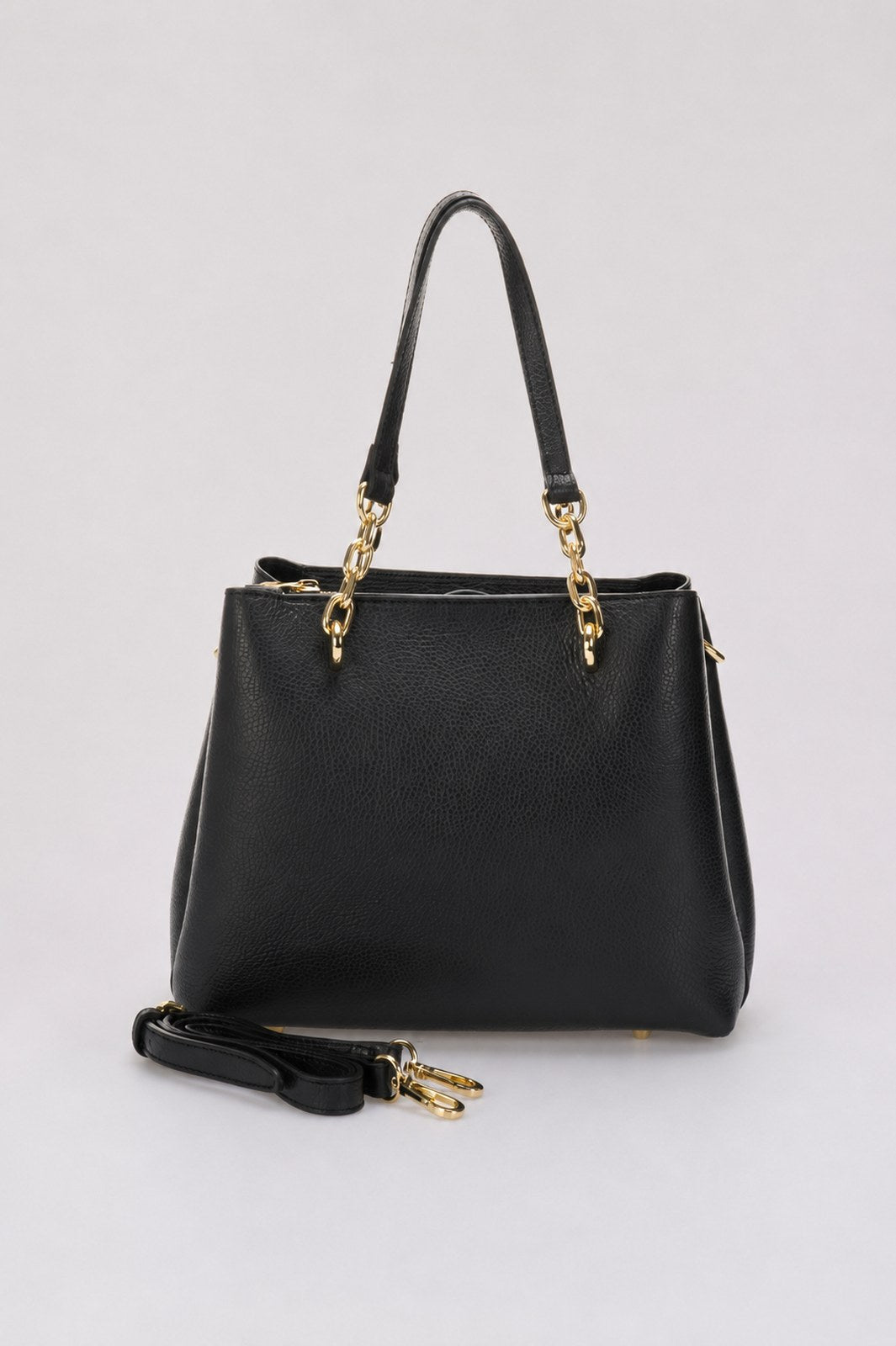 AURORA Leather Top Handle Bag - Black
