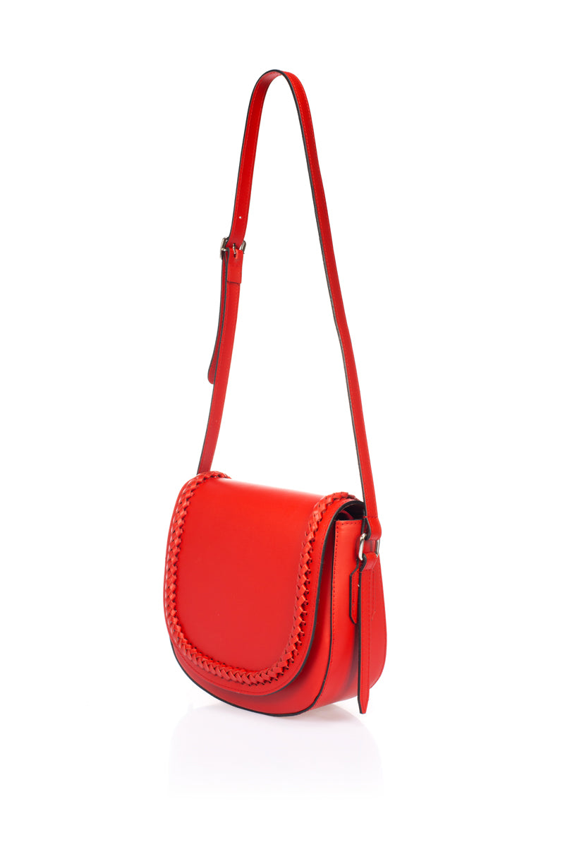 Leather Crossbody Bag 2810 - Red