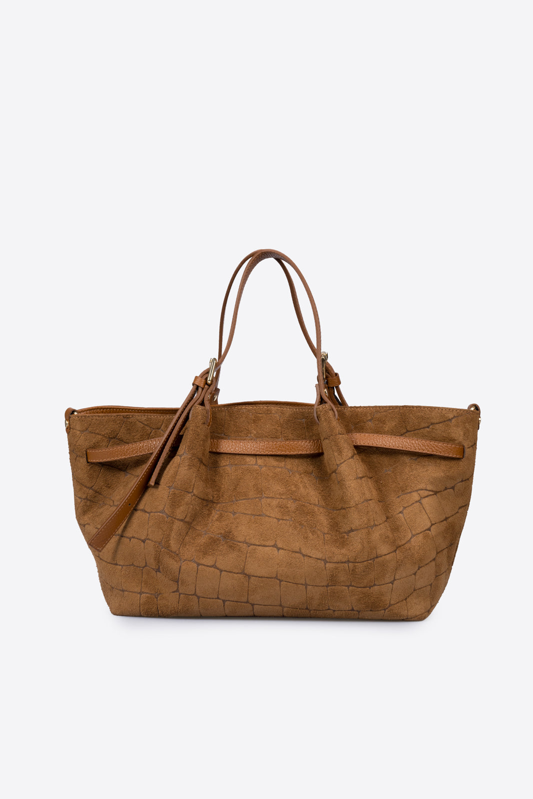 SOLENNE Leather Top Handle Bag - Cognac