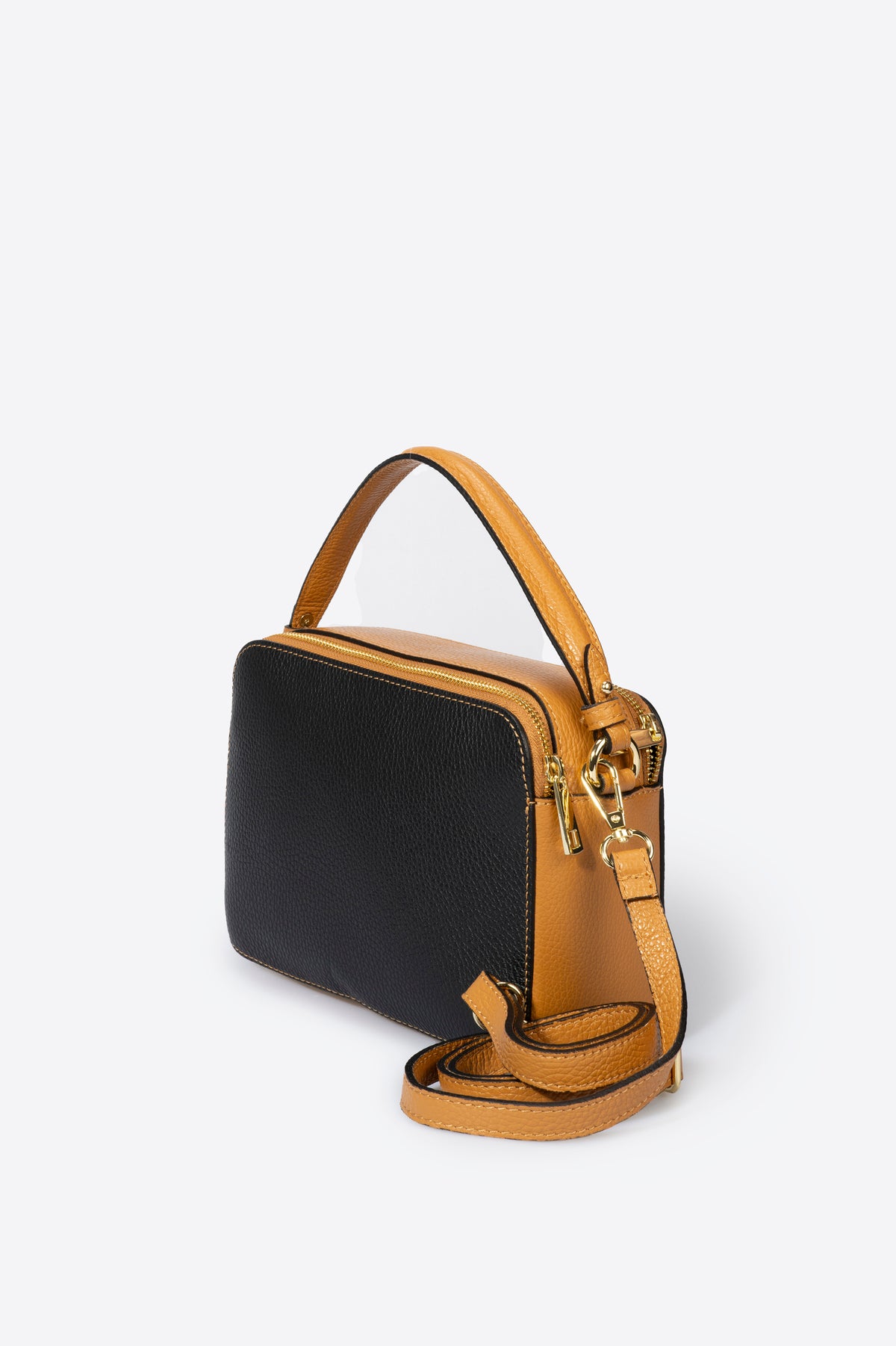 Leather Top Handle Bag 4007 - Black