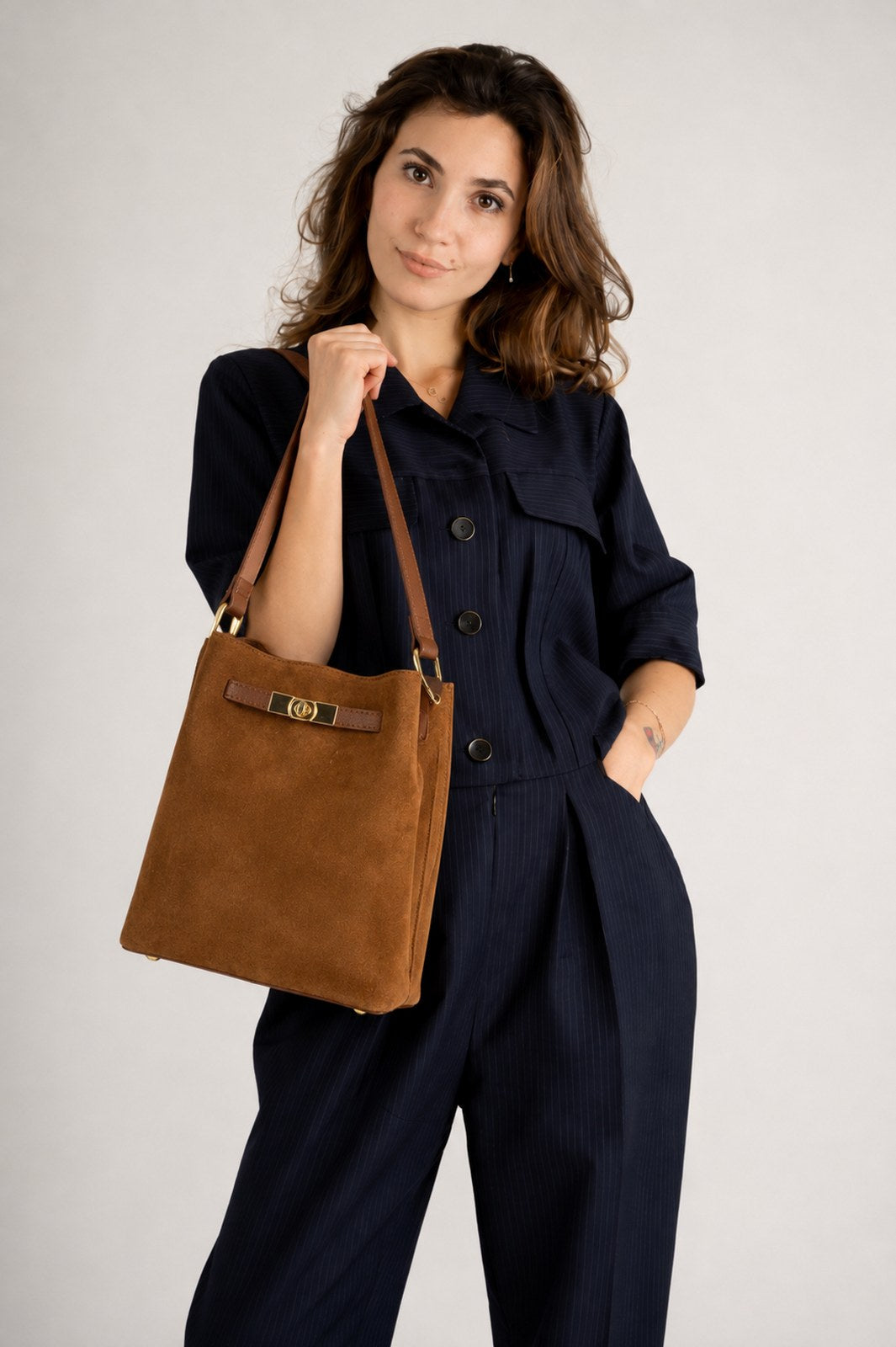 TERRY Leather Shoulder Bag - Bruciato