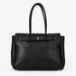 GRACIE Leather Top Handle Bag - Black