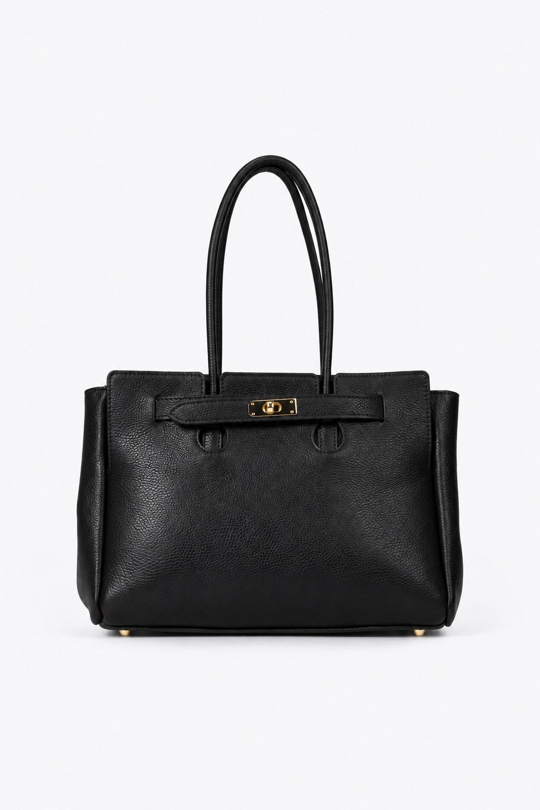 GRACIE Leather Top Handle Bag - Black