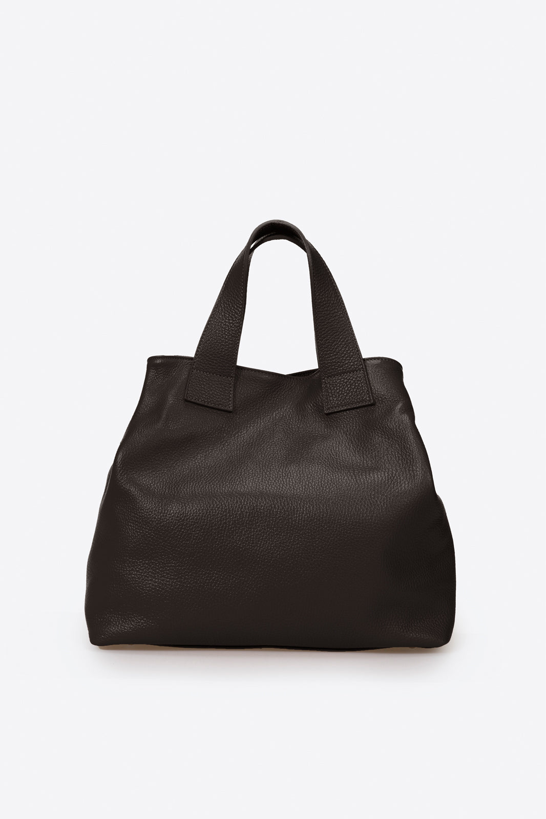 PIPER Leather Top Handle Bag - Testa di Moro