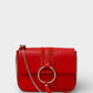 Leather Top Handle Bag 3521 - Red