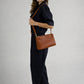 CAMILLE Leather Top Handle Bag - Cognac