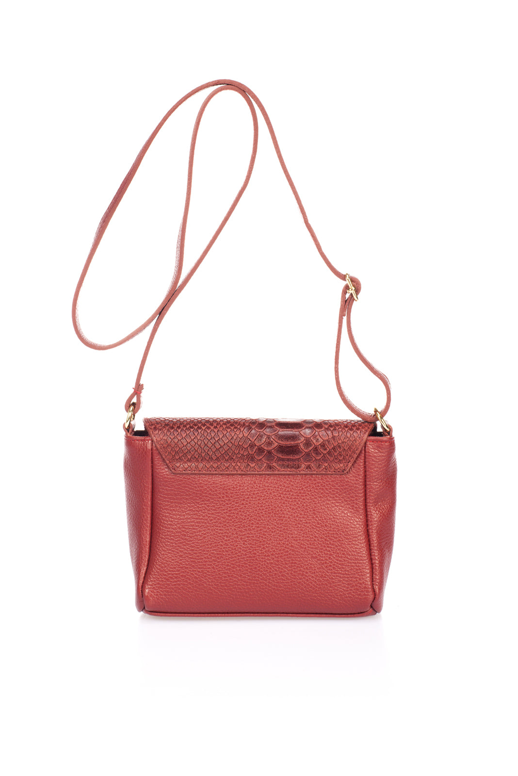 Leather Crossbody Bag 7069 - Bordo
