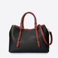 TESS Leather Top Handle Bag - Black+Bordo