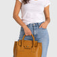 RUTH Leather Top Handle Bag - Cognac