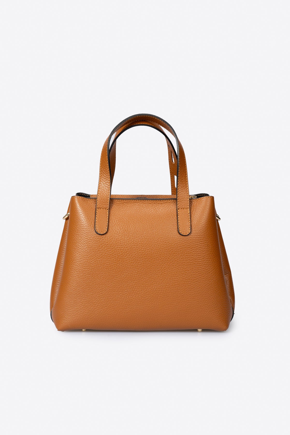 EMILY Leather Top Handle Bag - Cognac