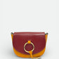 Leather Crossbody Bag 8058 - Cognac + Red