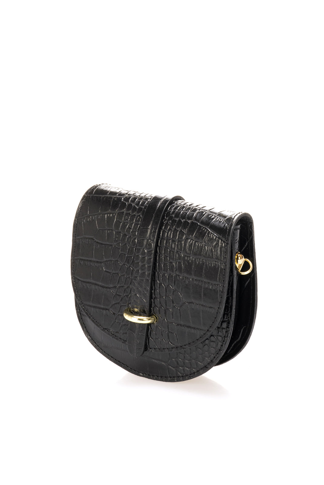Leather Shoulder Bag 3241 - Black