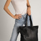 Leather Top Handle Bag 3638 - Black