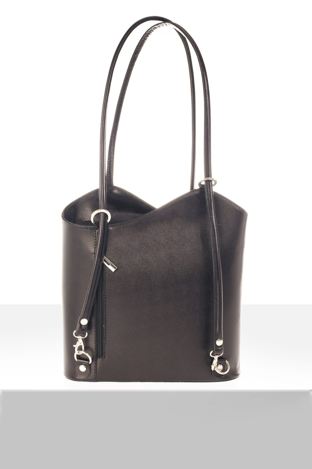 Leather Shoulder Bag 8039 - Black