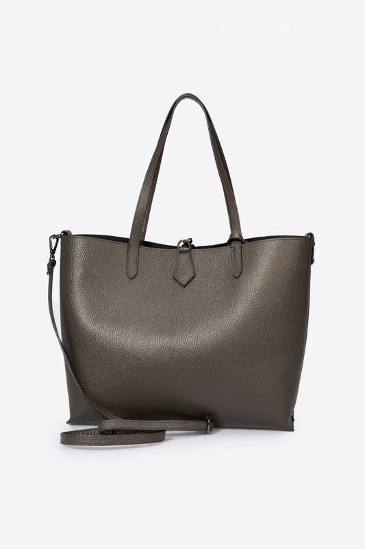 NIOBE Leather Tote Bag - Brown