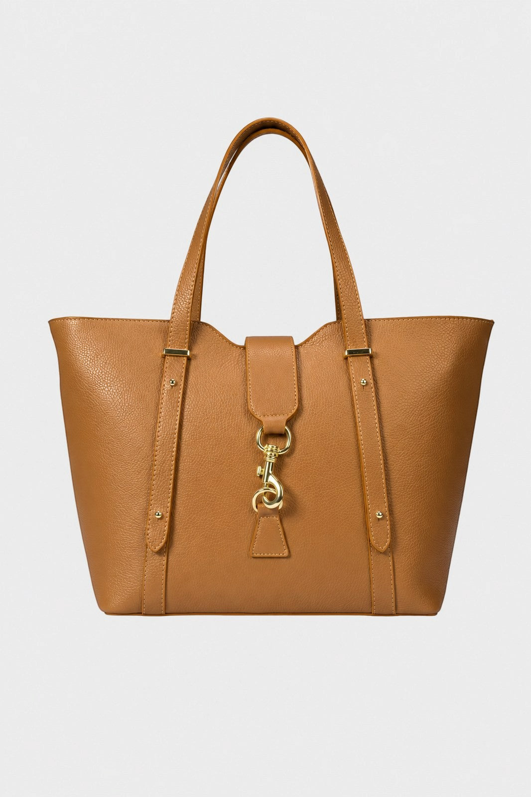 RAINA Leather Top Handle Bag - Cognac