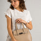 GRETA Leather Top Handle Bag - Taupe