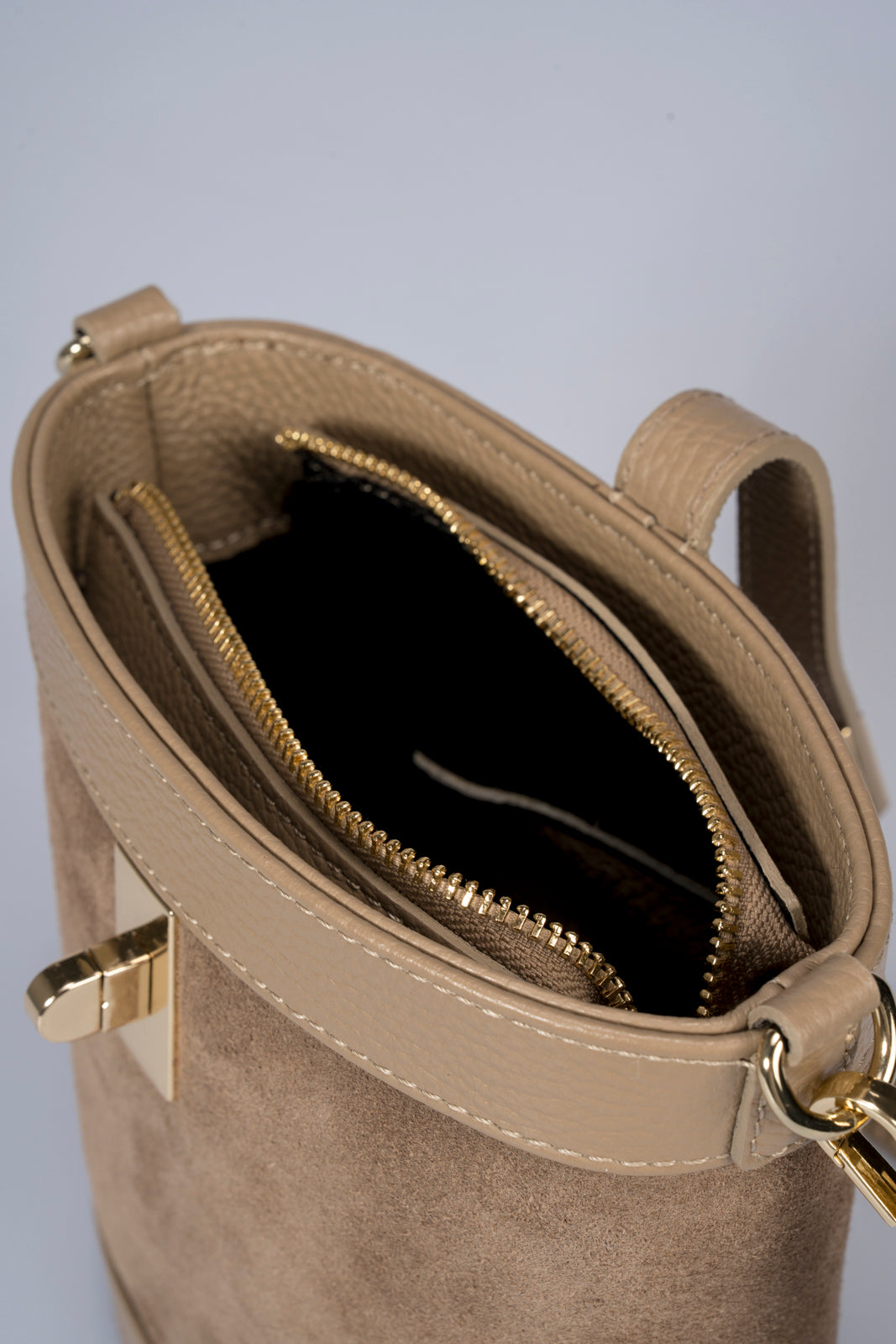 SIBILLA Leather Top Handle Bag - Taupe