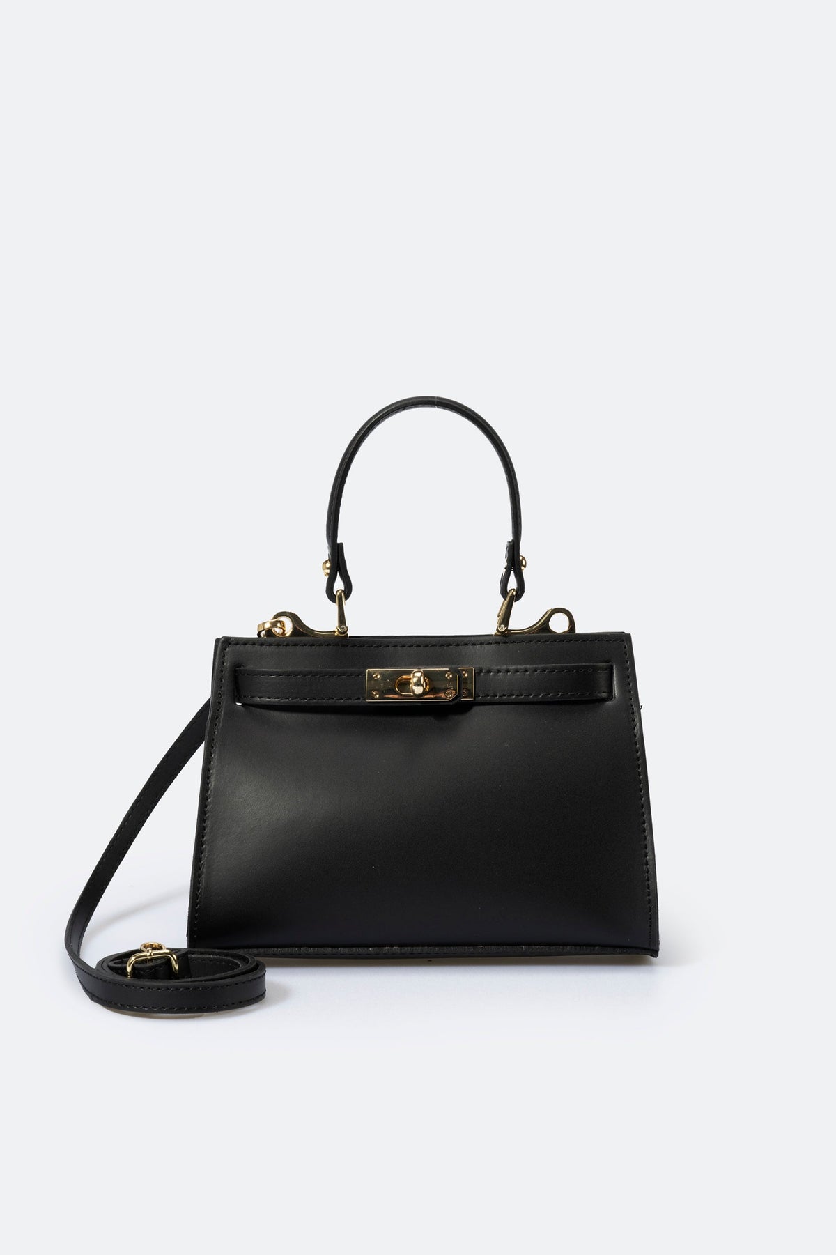 DALIA Leather Top Handle Bag - Nero