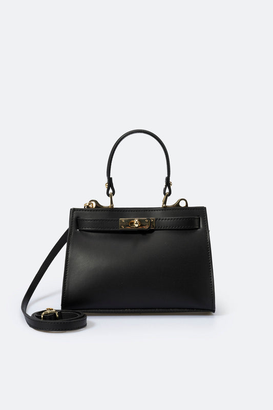 DALIA Leather Top Handle Bag - Nero