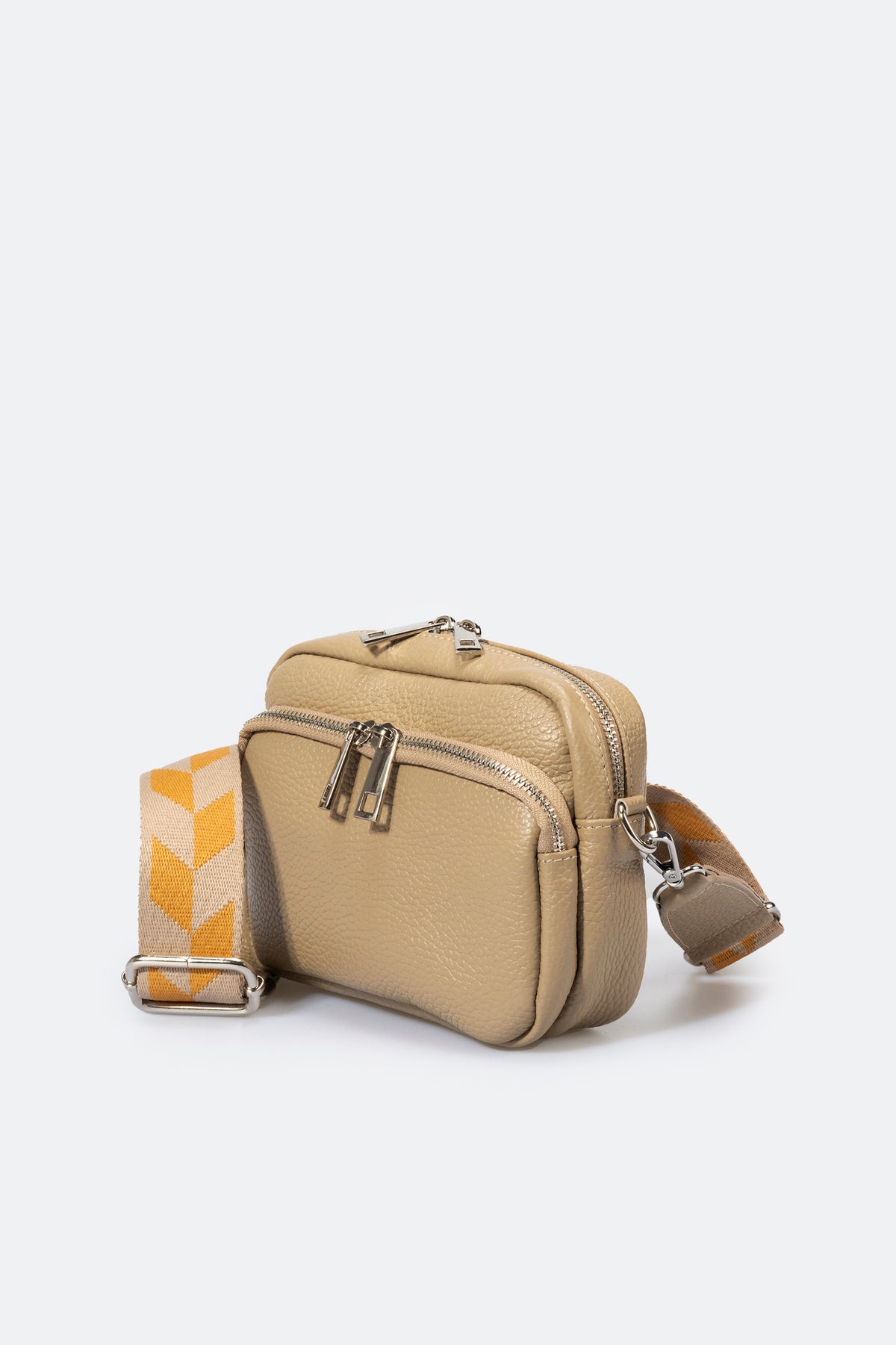 SOPHIA Leather Crossbody Bag - Biscotto