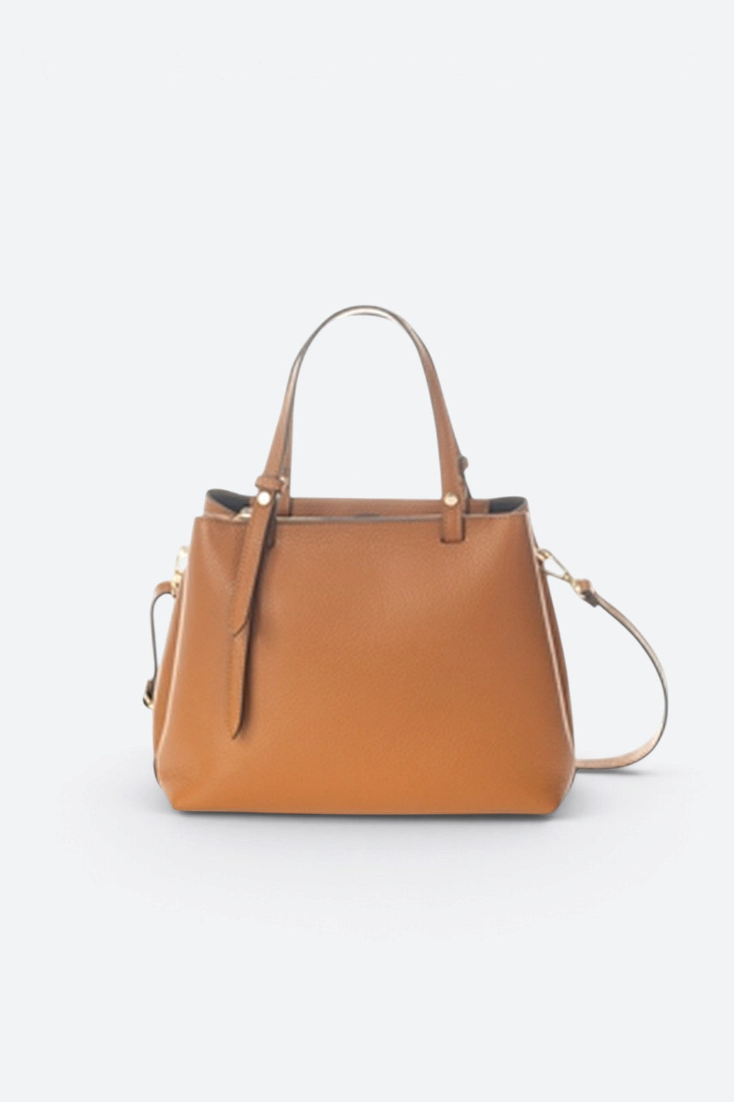ORIETTA Leather Top Handle Bag - Cognac