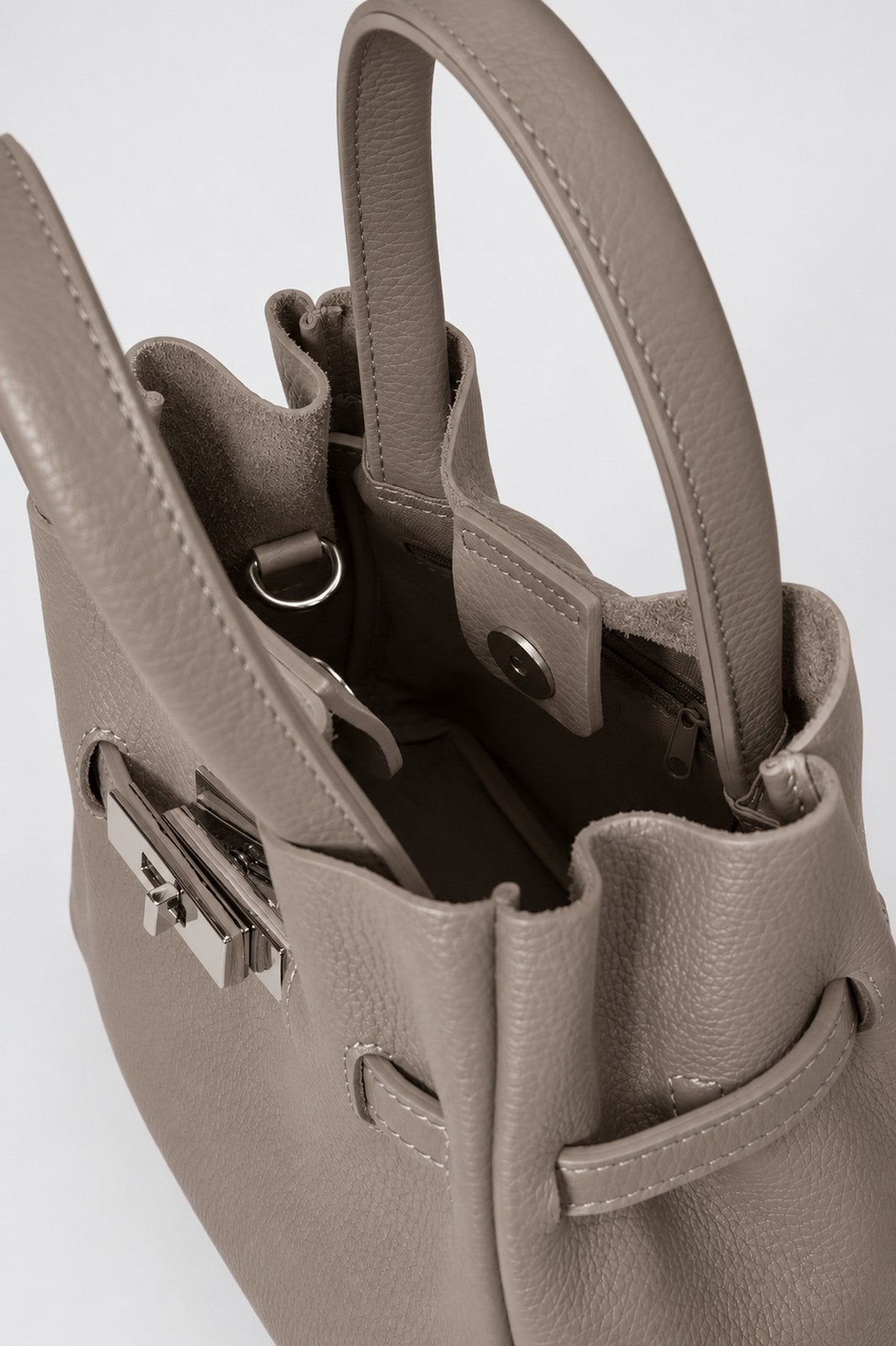 MIRANDA Leather Top Handle Bag - Fango