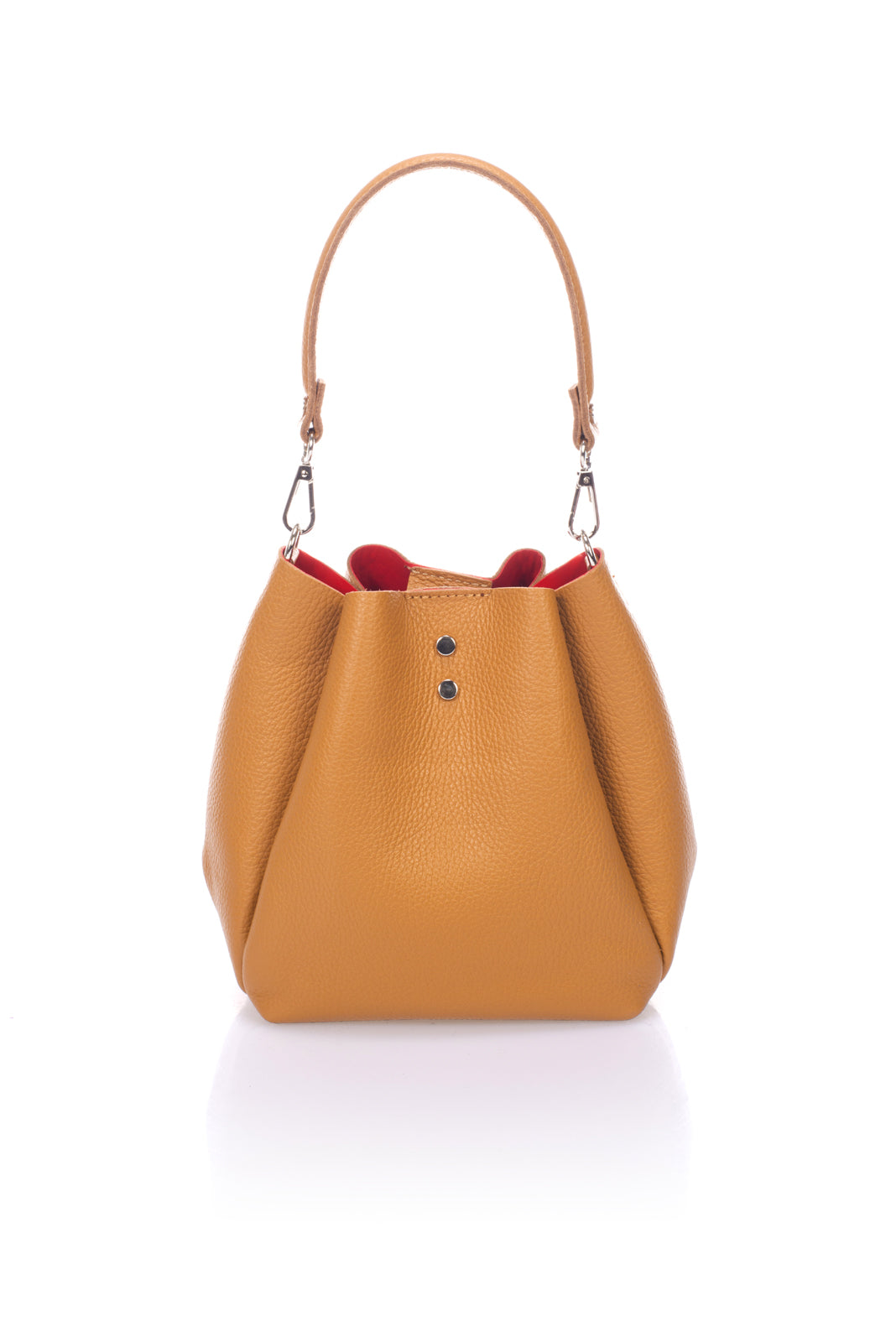 ELIZABETH Leather Bucket Bag - Cognac