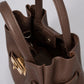 MIRANDA Leather Top Handle Bag - Brown