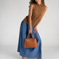 ORIETTA Leather Top Handle Bag - Cognac