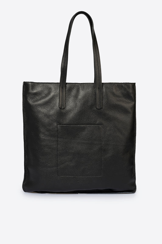 Leather Top Handle Bag 3638 - Black