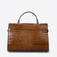 LEA Leather Top Handle Bag - Cognac