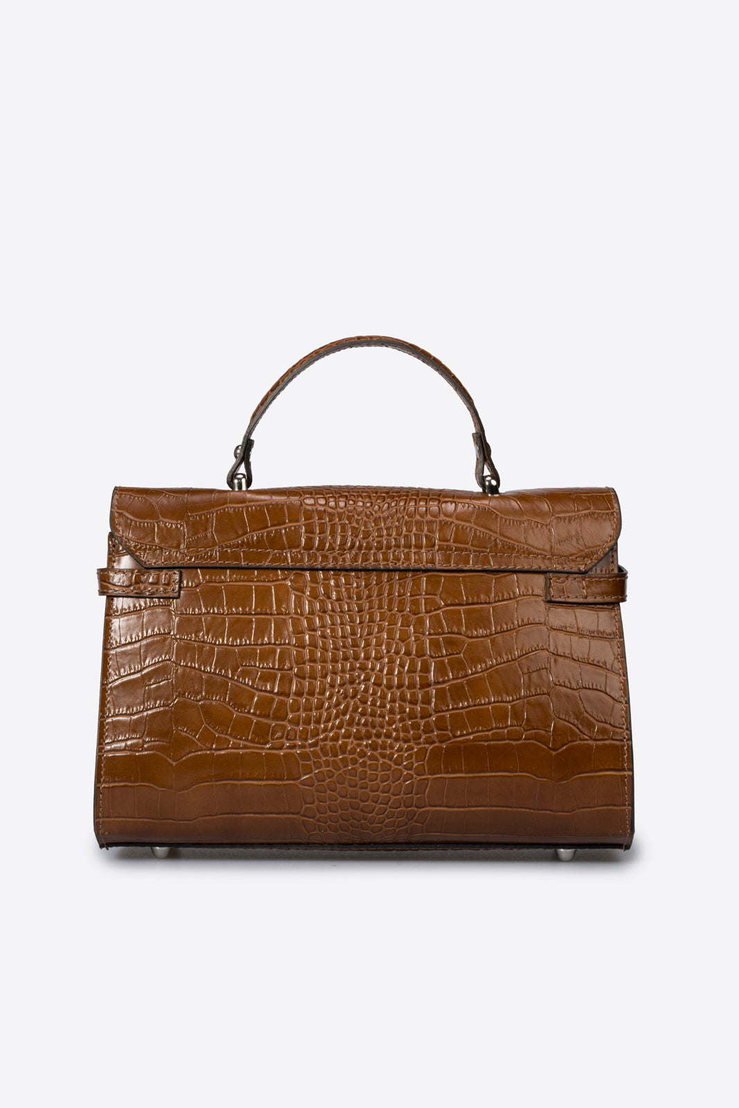 LEA Leather Top Handle Bag - Cognac