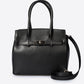 GRETA Leather Top Handle Bag - Black
