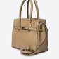 GRETA Leather Top Handle Bag - Taupe