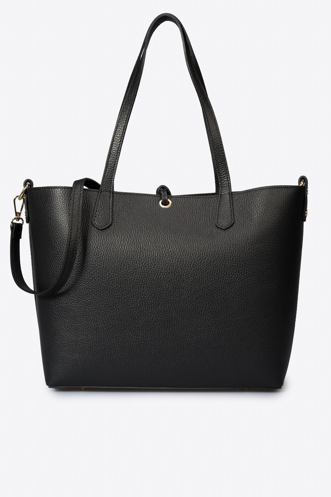 ROMY Leather Top Handle Bag - Black