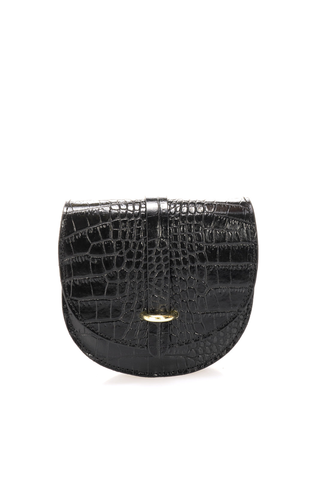 Leather Shoulder Bag 3241 - Black