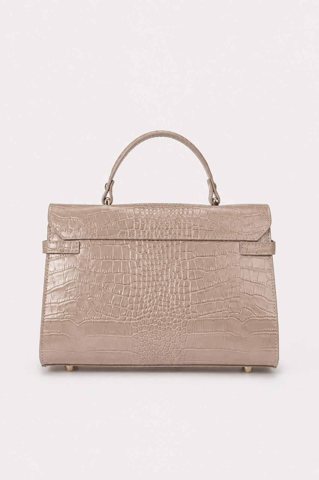 LEA Leather Top Handle Bag - Taupe