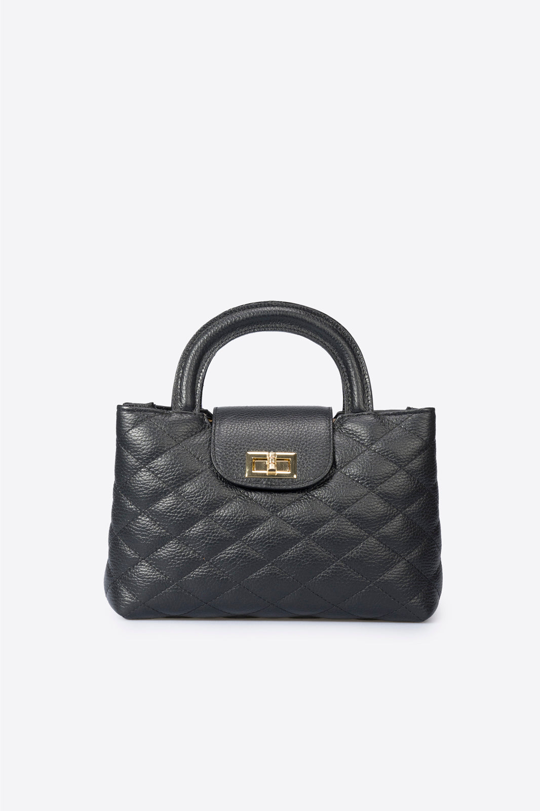 Leather Top Handle Bag 8043 - Black
