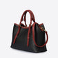 TESS Leather Top Handle Bag - Black+Bordo