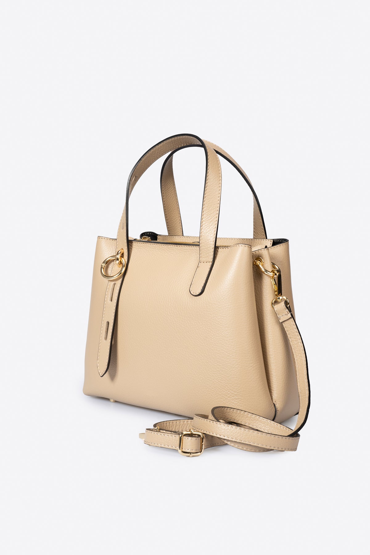 EMILY Leather Top Handle Bag - Taupe